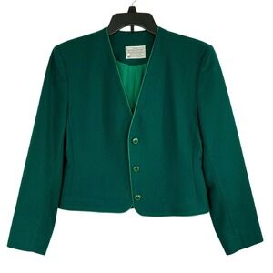 Vintage Miss Pendleton Wool Blazer Women's 4 Emerald Green USA Made 80s 90s